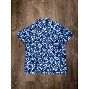 G/Fore Polo Shirt Men's XL Blue Floral Performance Stretch Short Sleeve Logo